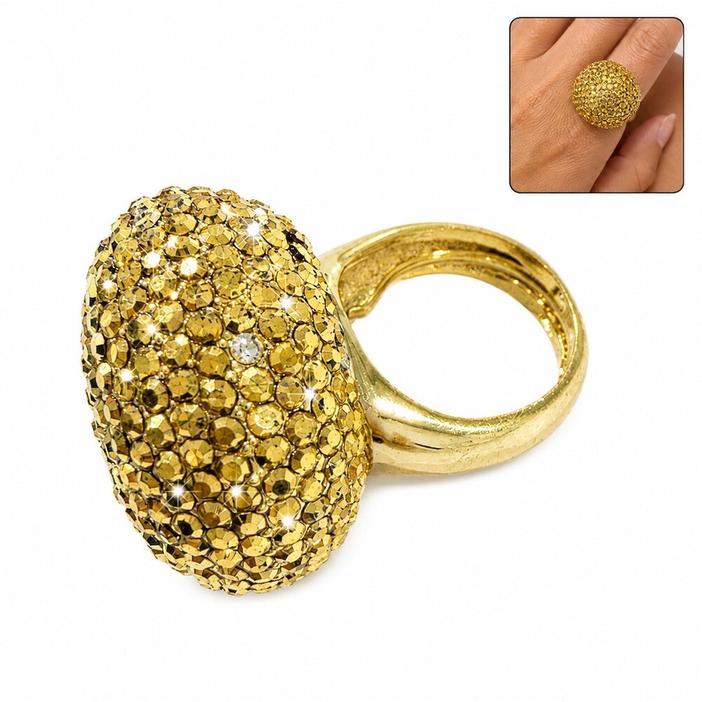 Nordstrom Gold Tone Statement Ring Large Dome Sparkle Cocktail Ring size 7 gift